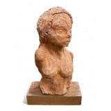 Handmade clay sculpture of female bust, 10ï¿½ h.