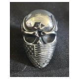 Gothic skull & flag stainless ring