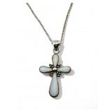 Italian sterling silver necklace & gemstone cross