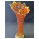 Vintage marigold carnival glass vase