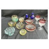 Group of glass ice cream boats, hand-blown