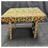 Vintage hand painted wood end table