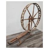 Antique primitive wooden spinning wheel