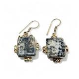 Sterling silver gemstone earrings, 10.15 grams