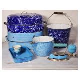 Vtg blue  granitewear steel enamel lot