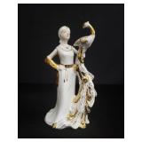 Vintage KPM porcelain lady w/ peacock figurine