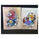 Pair of signed Olga oil painting on board