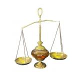 Vintage amber glass scale of justice