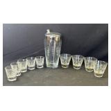 Vintage cocktail shaker & 9 glasses