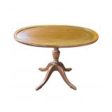 Vintage MCM glass top wood side table