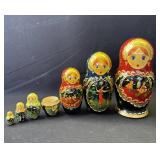 Vintage hand painted Russian style nesting doll