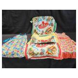 Group of vintage ladies tourist scarfs, two