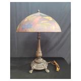 Vintage reverse painted glass lamp