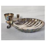 Vtg silver plate shell fish foot candle holder