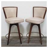 Pair of mid century modern faux leather bar stools