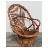 Vintage bentwood swivel rattan arm chair
