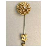 Vintage faux gold and diamond hat/lapel pin