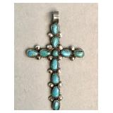Vintage silver and turquoise cross pendant
