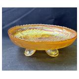 Vintage marigold carnival glass dish