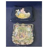 Pair of vintage handmade tapestry handbags