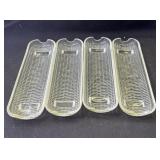 4 Vintage corn-on-the-cob glass tray holders