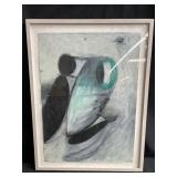 Win Knowlton untitled oil, ink, charcoal framed