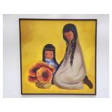 Vintage Native American Style oil on canvas signed