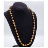 14kt gold claps tiger eye beaded necklace
