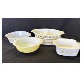 5 Vintage Pyrex & Fire King glass dishes