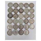 29 Silver US Dime Coins Roosevelt