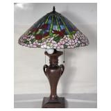 Vtg Tiffany style 29 1/2"h glass lamp & shade