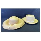 Pair of vintage straw hats with box