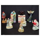 Group of Christmas figurine music boxes (5),