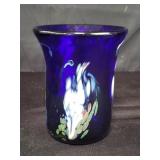 Signed handblown multicolor glass vase