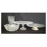 Box of crystal and glass trays, bowls, and vase