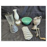 Group of vintage items with a Waring blender,