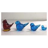Group of signed glass birds