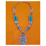 Tibetan handmade necklace with turquoise and
