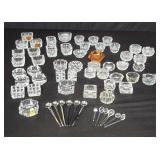 Group of crystal salt dishes, & salt spoons