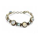 Sterling silver moonstone & topaz bracelet, 23.57