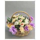 Basket arrangement of silk flowers