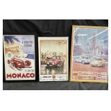 Trio of frames Porsche prints Monaco GP, Avril