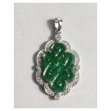 18KT gold diamond and Jadeite pendant