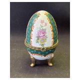 VTG Asian porcelain hinged egg trinket box