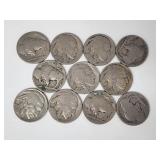 11 Buffalo Nickels including 2 1937 and one 1