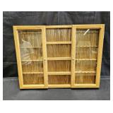 Vintage oak display case with two glass panel