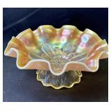 Vintage marigold carnival glass dish