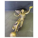 Antique winged victory Greek bronze statue