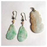 Jadeite pendant and gold filled earrings
