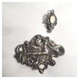 Two sterling silver Art Nouveau pins